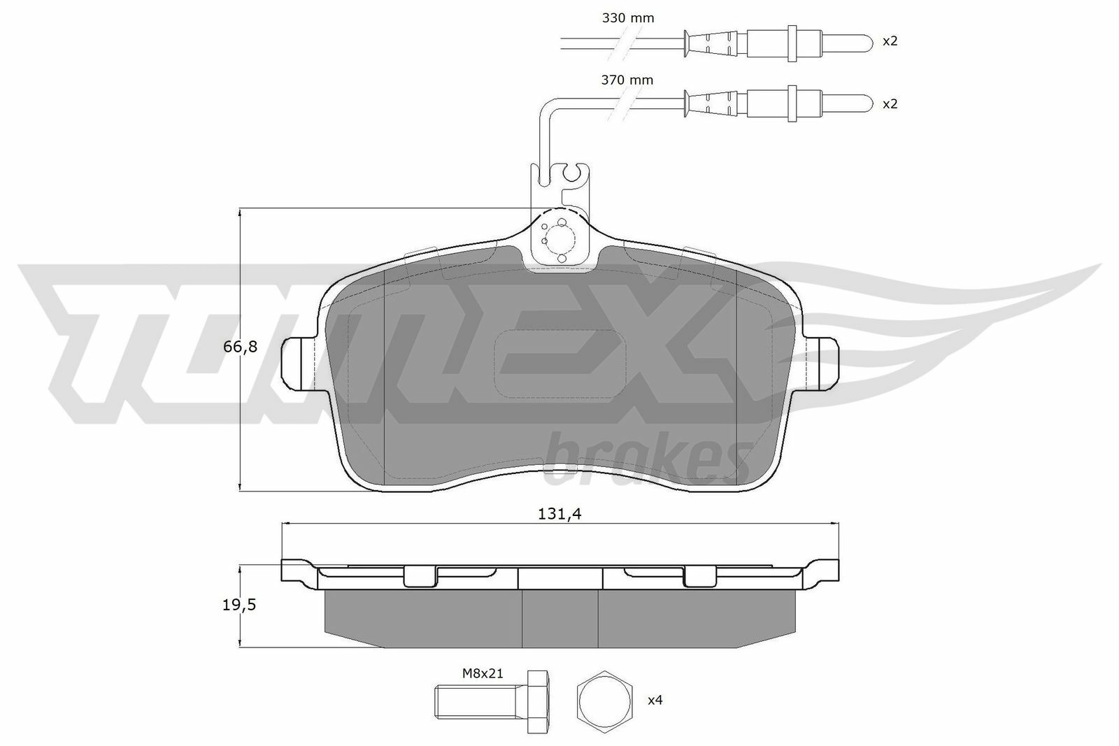 Sada brzdových destiček, kotoučová brzda TOMEX Brakes